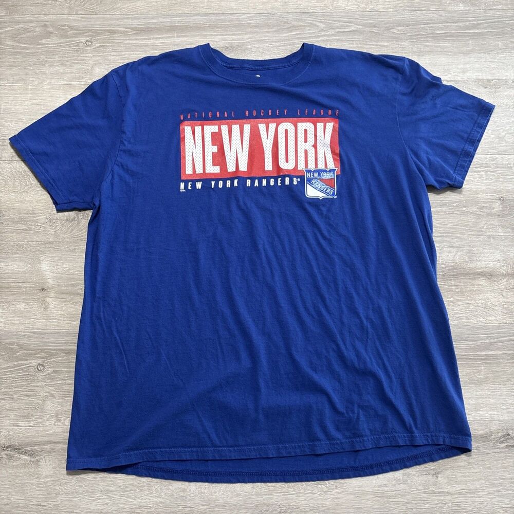 New York Rangers T-Shirt Mens 2XL Blue Fanatics NHL Graphic Short Sleeve